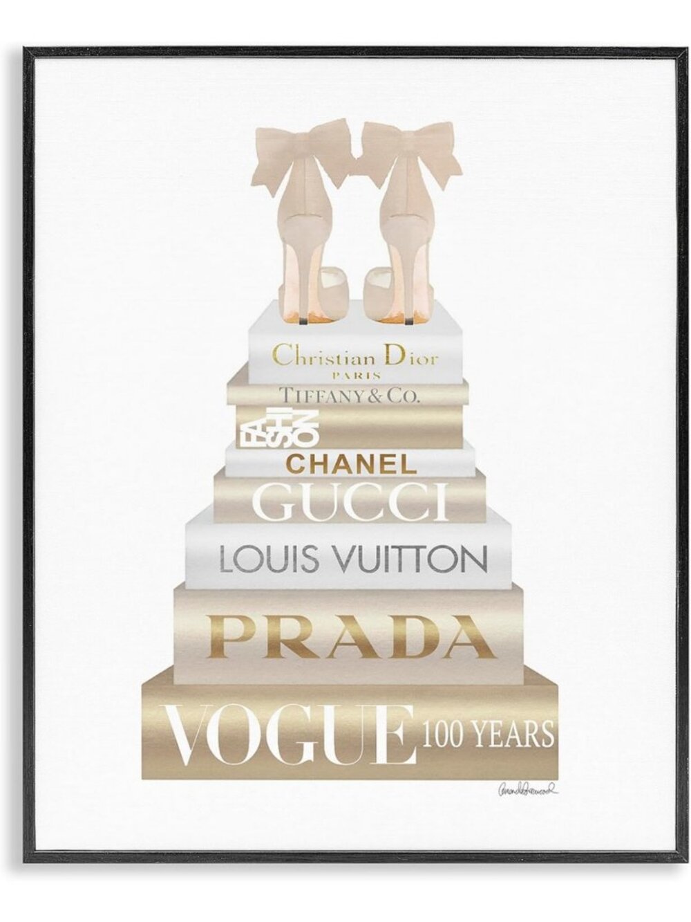 Glam Cream Bow Heels - High Fashion Chic Bookstack Decor for Stylish Homes